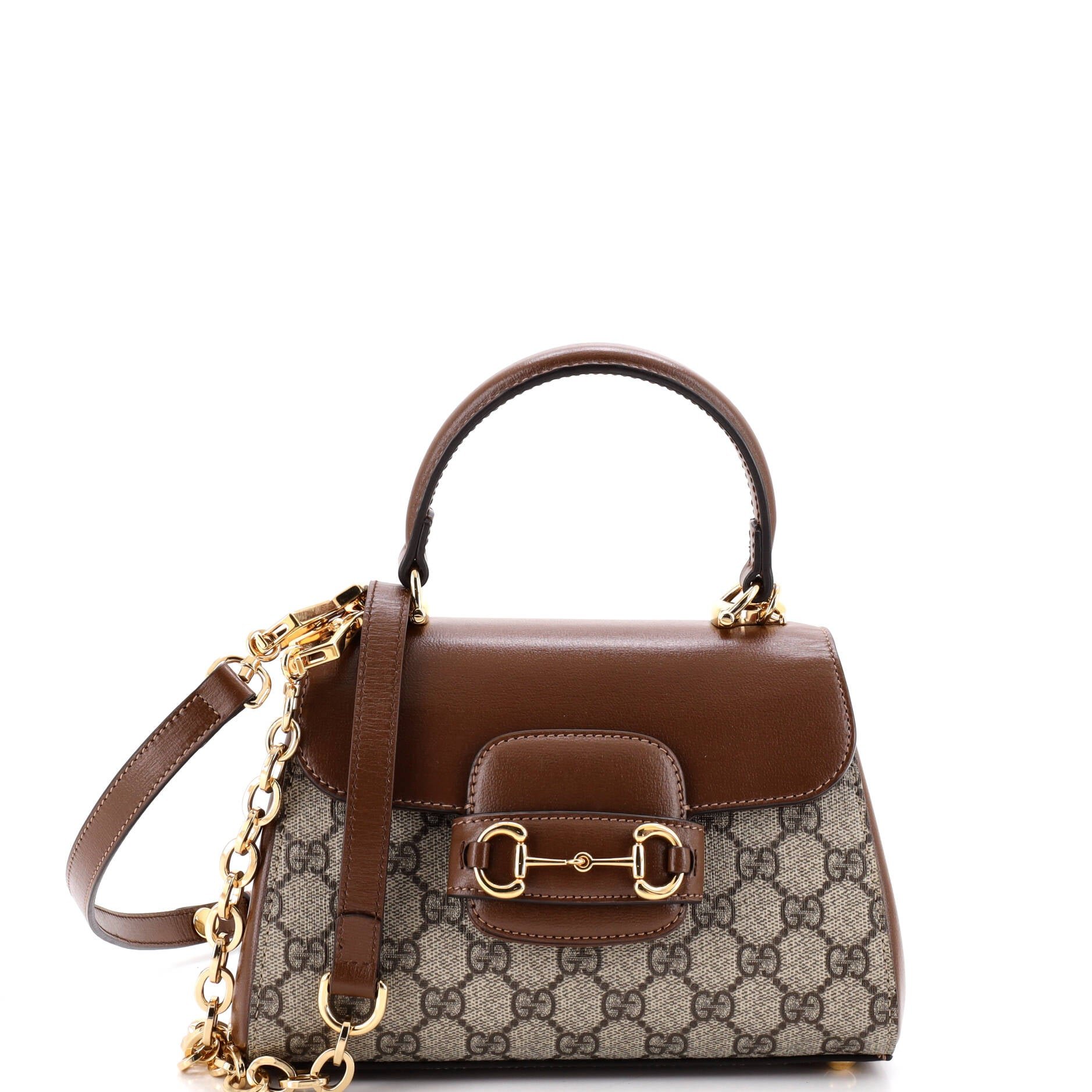 Horsebit 1955 Top Handle Flap Bag GG Coated Canvas and Leather Mini