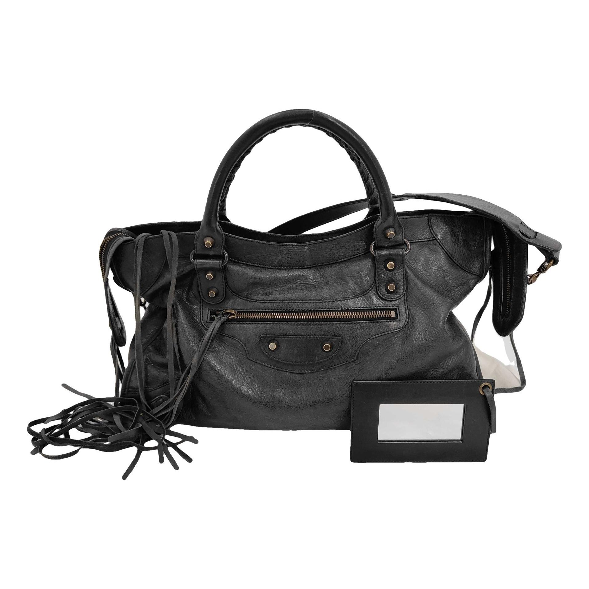 City leather handbag