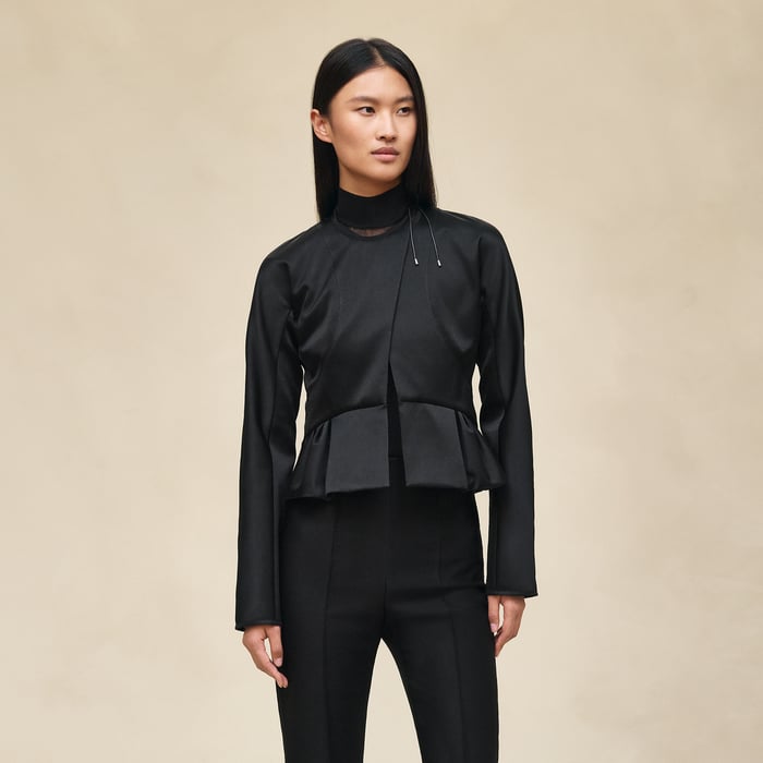 Noir Short Jacket With Basque