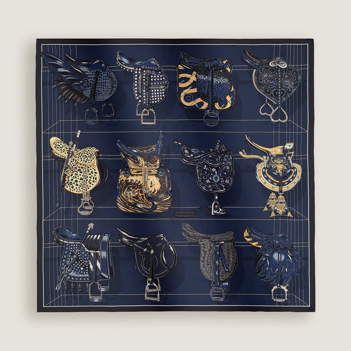 Tous En Selle Embroidered Scarf 90