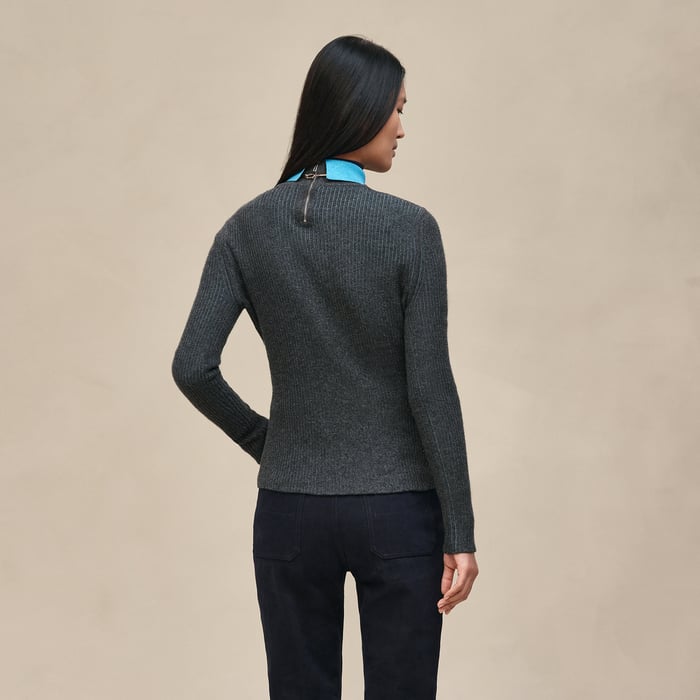 Gris Satin Long-sleeve Sweater