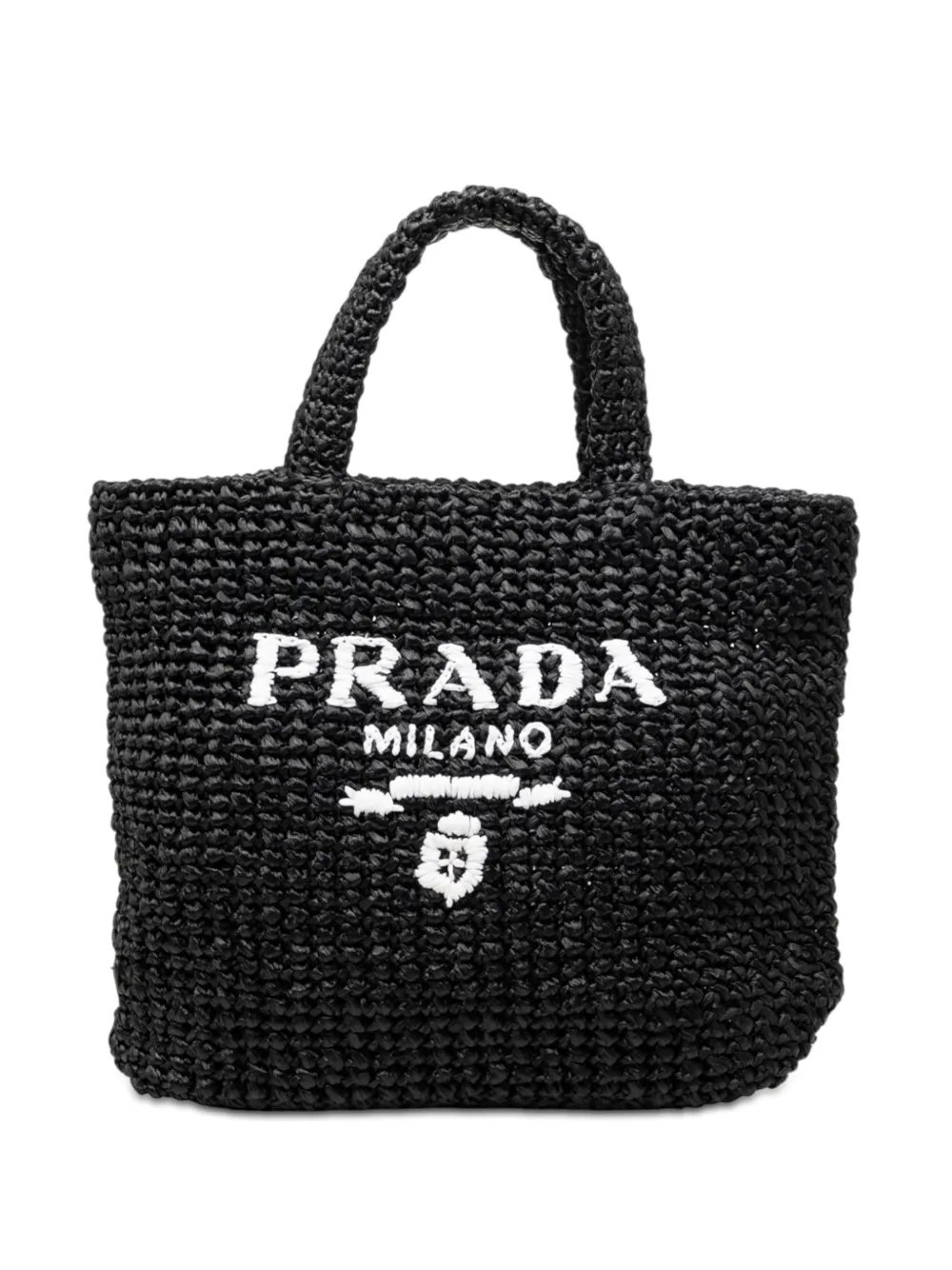 2013-2026 Small Raffia Effect Crochet Embroidered Logo tote bag
