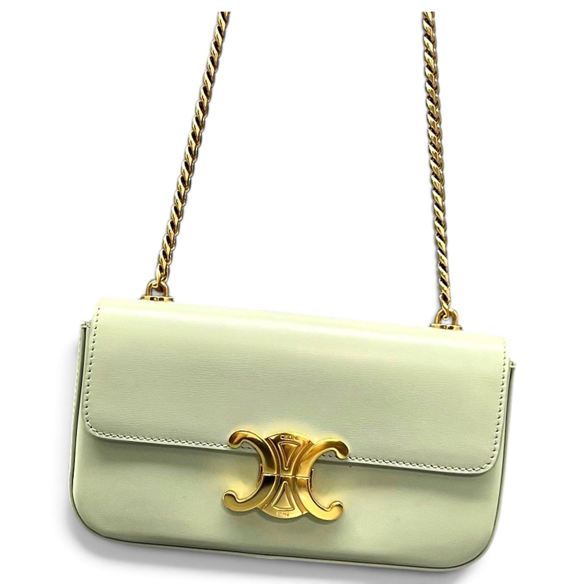 Triomphe chain leather handbag