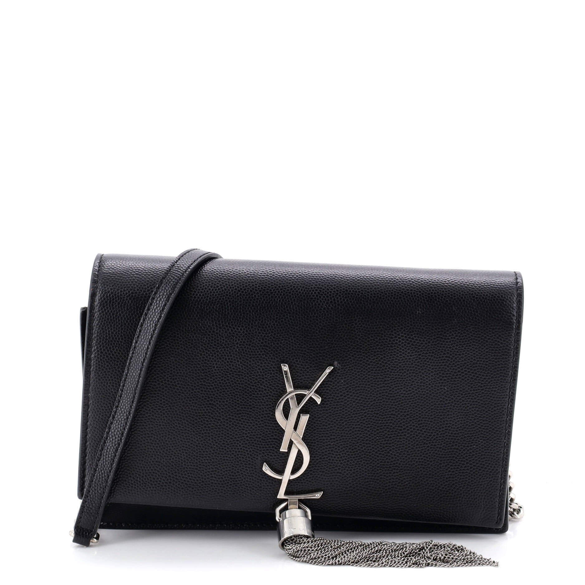 Classic Monogram Tassel Crossbody Bag Grainy Leather Small