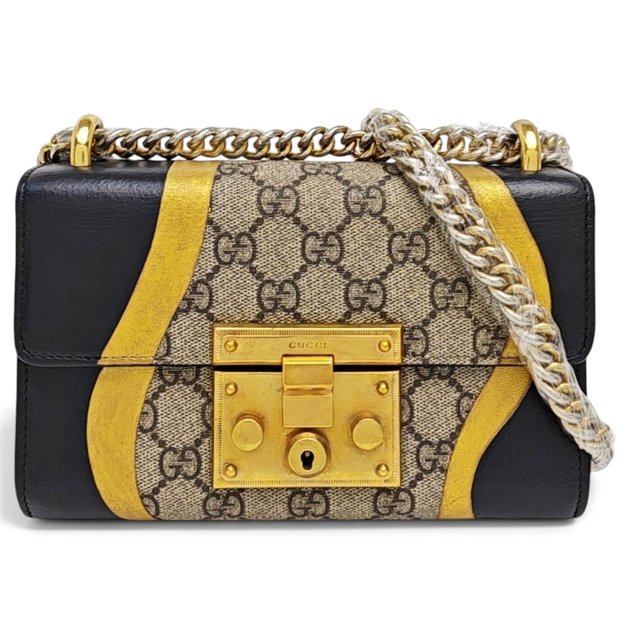 Padlock leather handbag