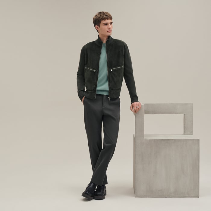 Vert Chrome "Devant Cuir" Zipped Jacket
