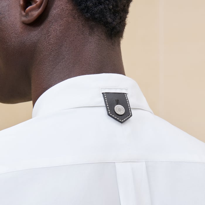 Blanc Sporty Fit Shirt With Leather Detail