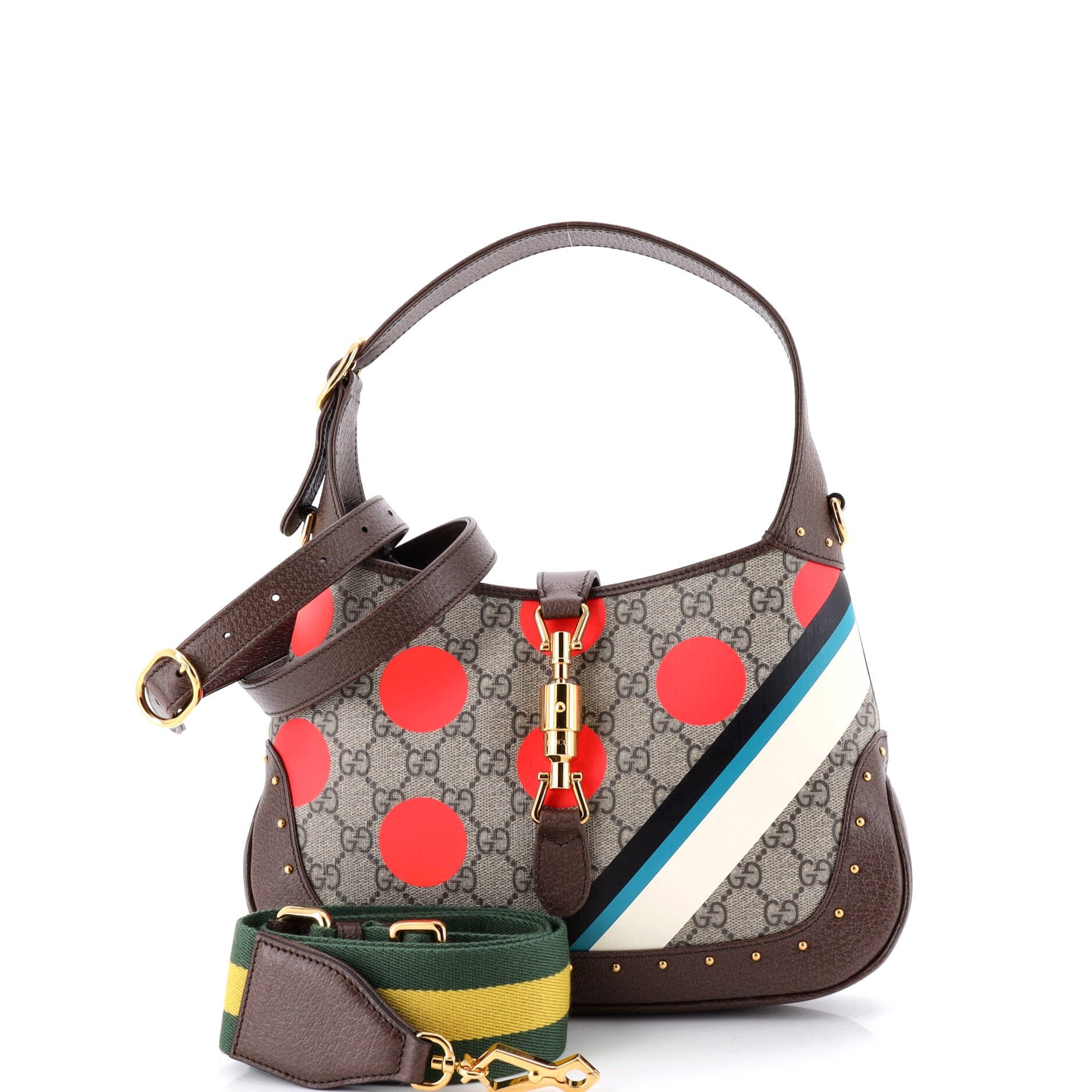 Gucci Jackie 1961 Hobo Studded Printed GG Coated Canvas Small
