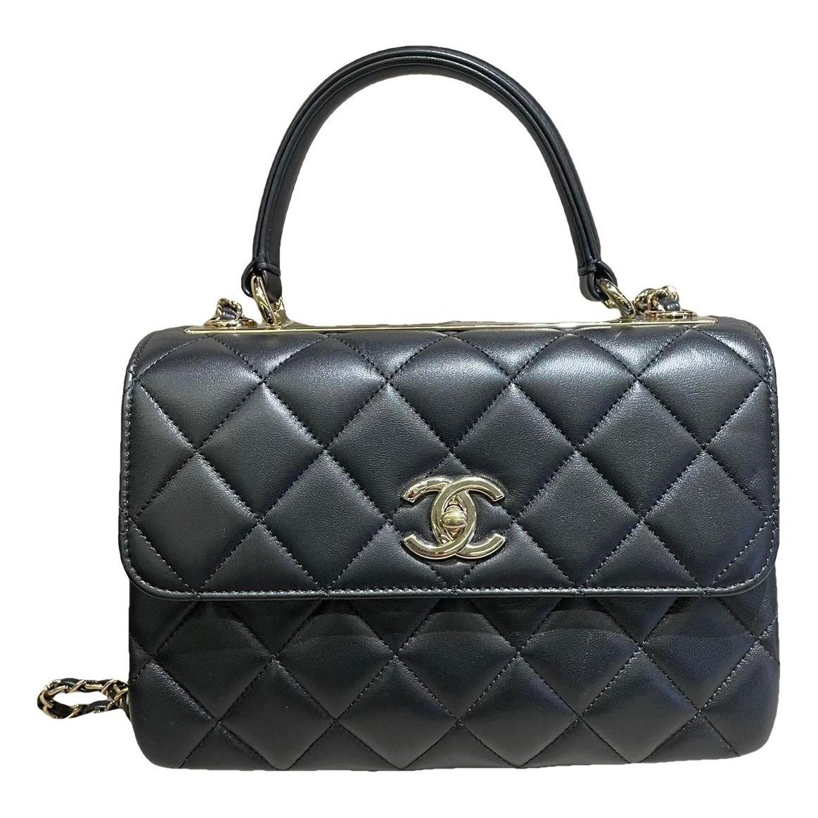 Trendy CC leather crossbody bag