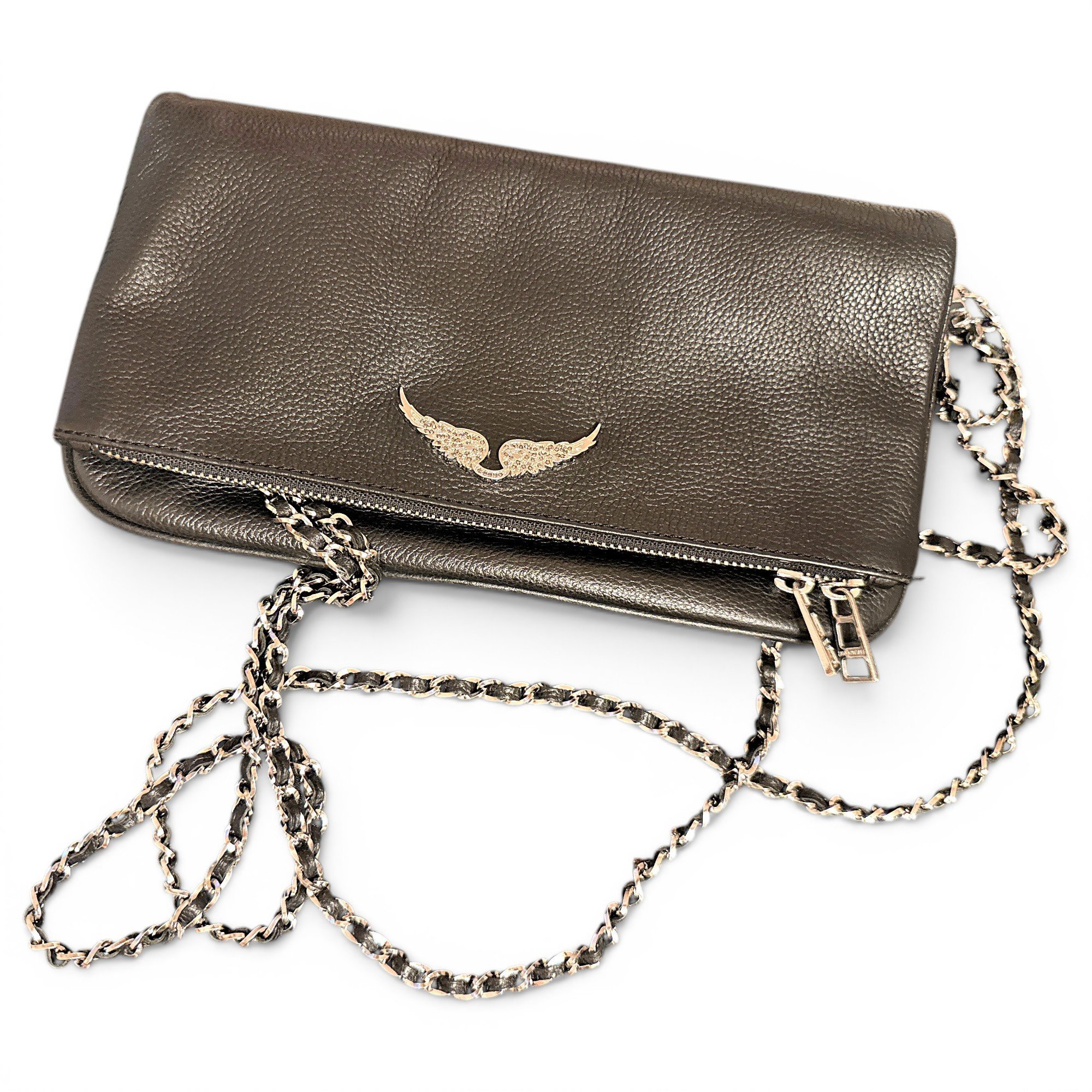 Rock leather clutch bag