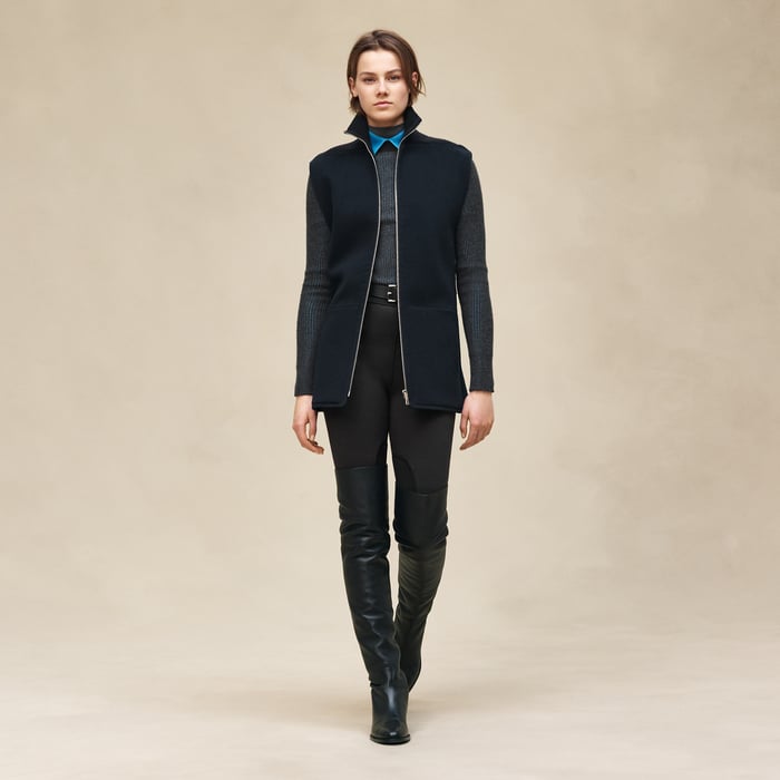 Bleu Noir Cashmere Straight Vest
