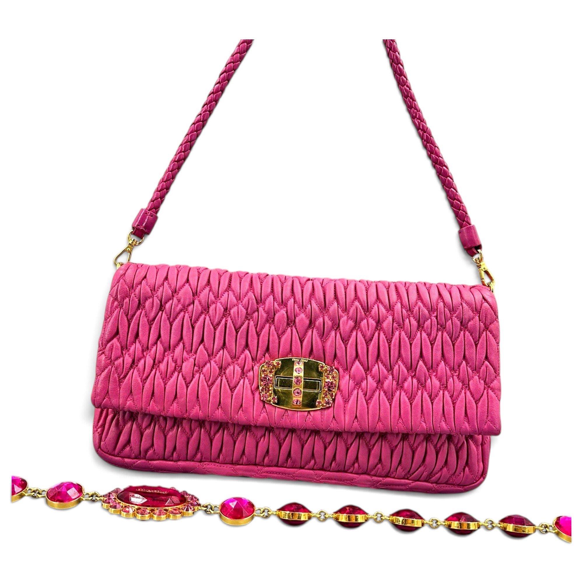 Miu Crystal leather handbag