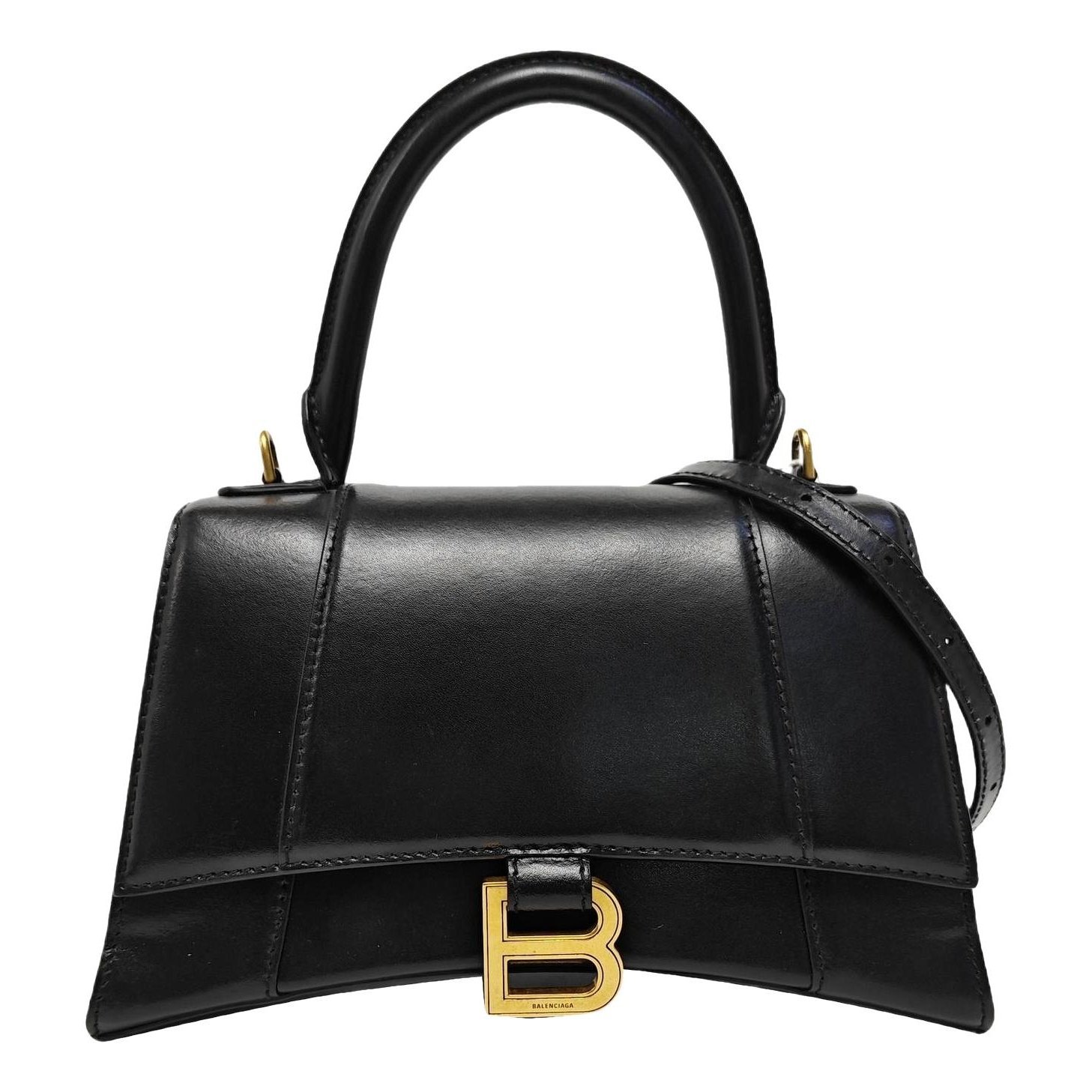 Hourglass leather handbag