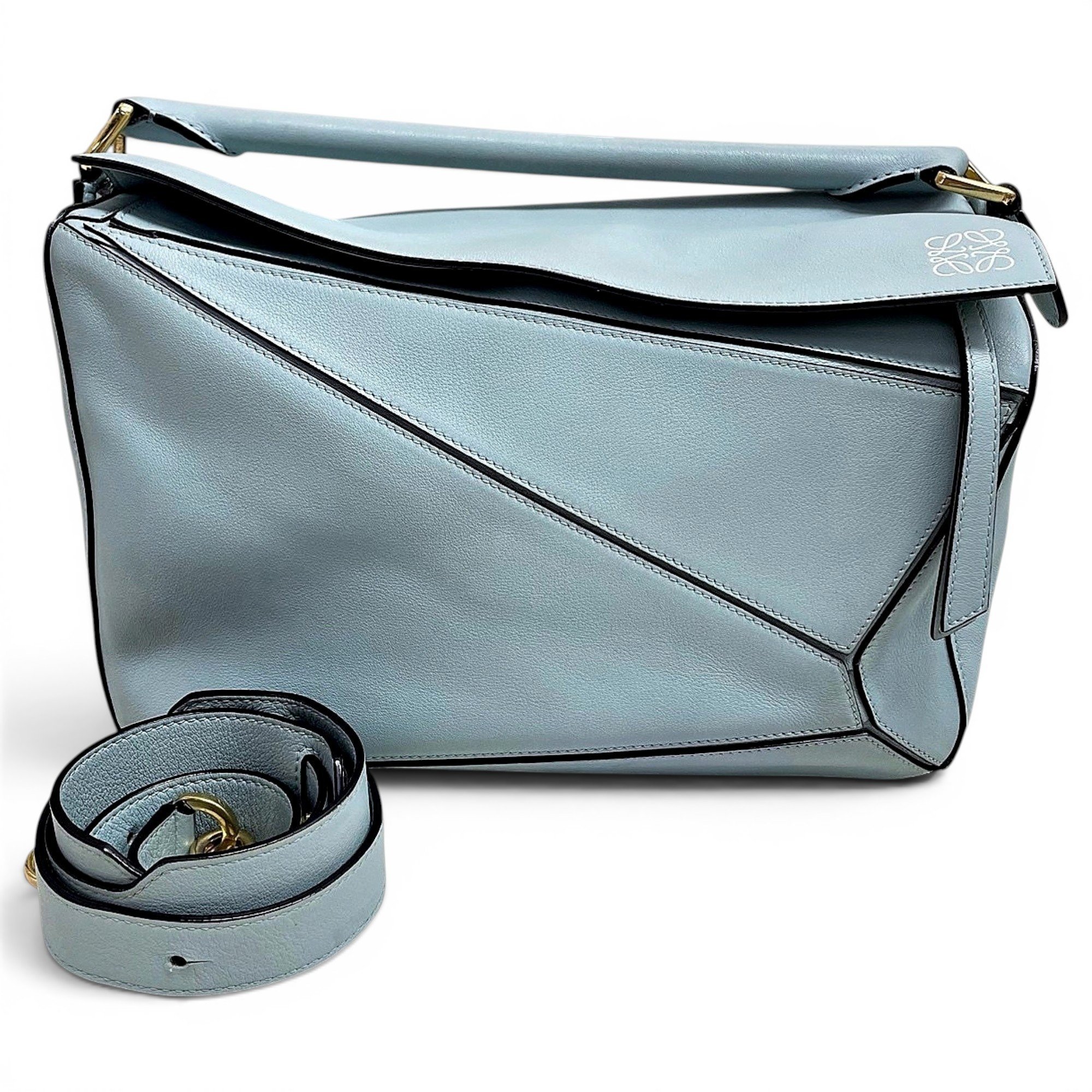 Puzzle leather handbag