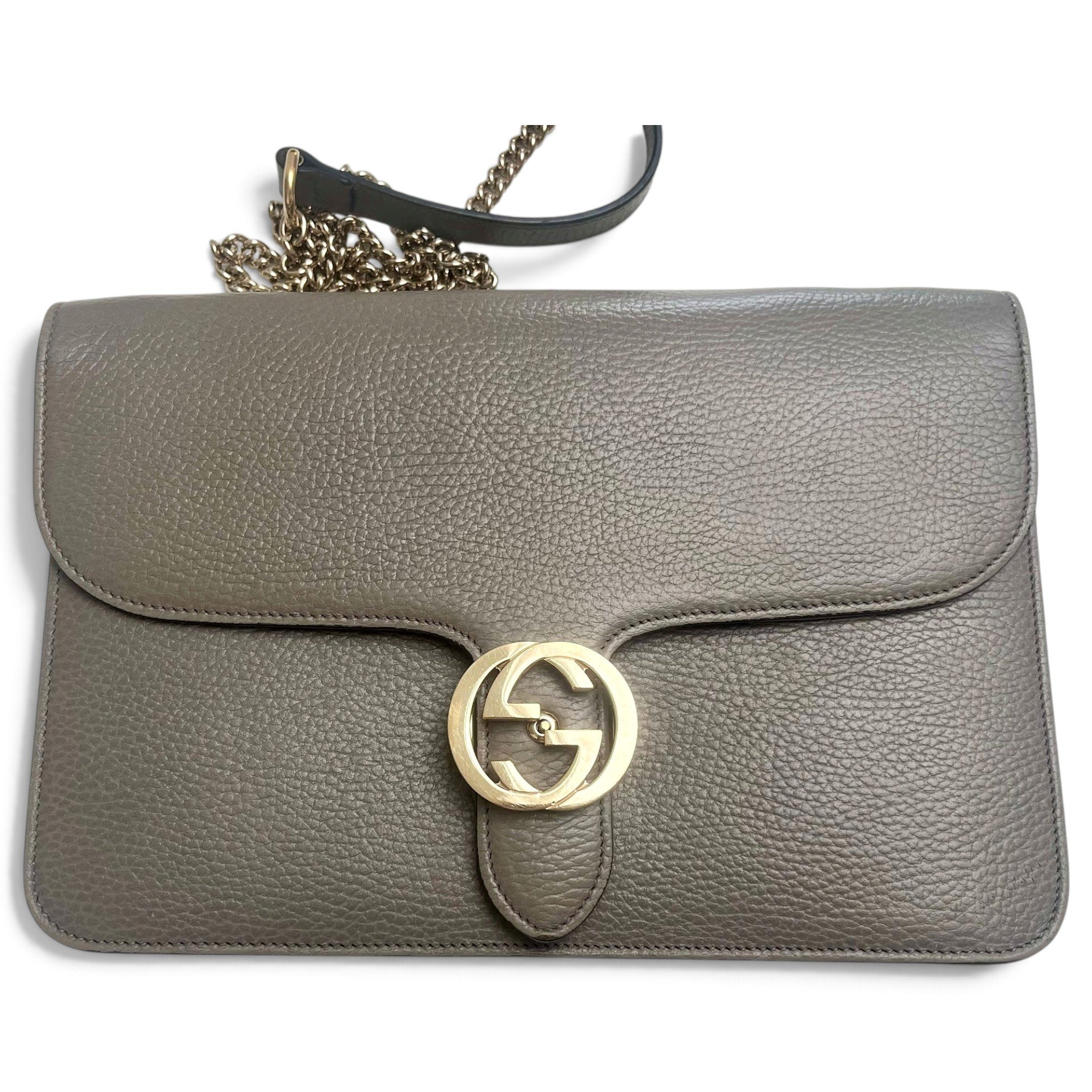 Interlocking leather handbag