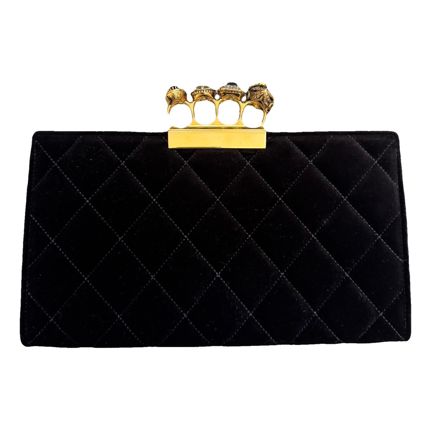 Knuckle velvet clutch bag