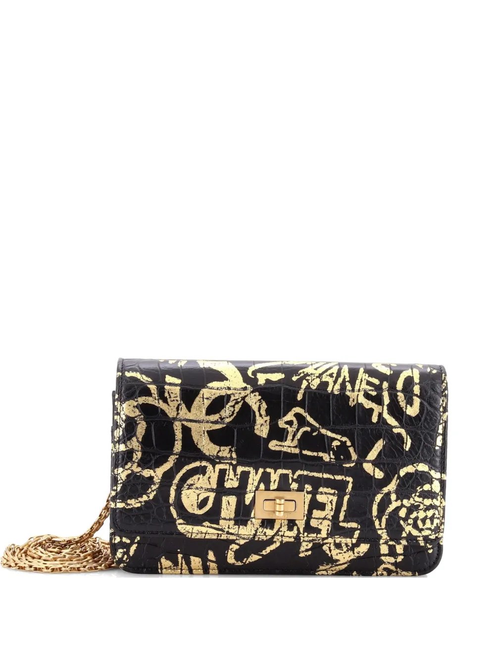Reissue 2.55 Wallet on Chain Graffiti Crocodile Embossed Calfskin crossbody bag
