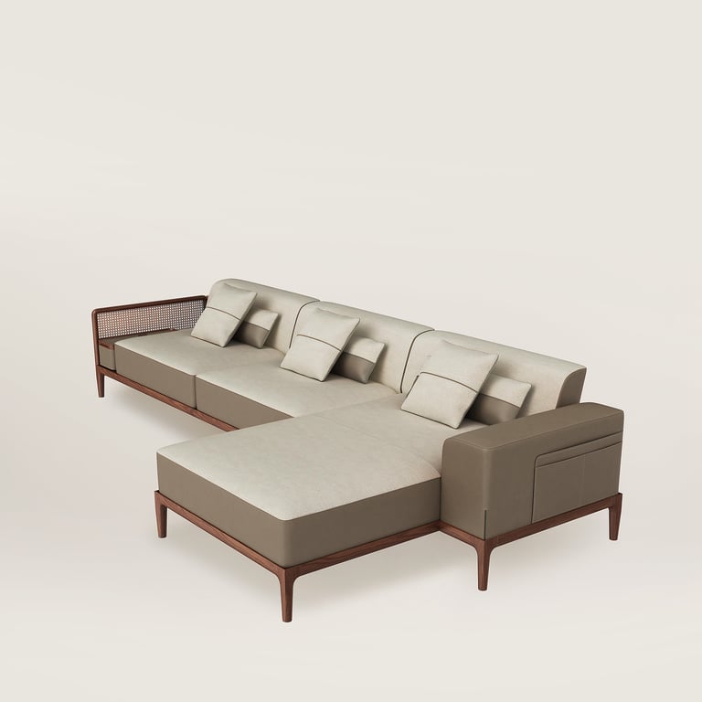 Sofa Sellier 2-seater with chaise lounge