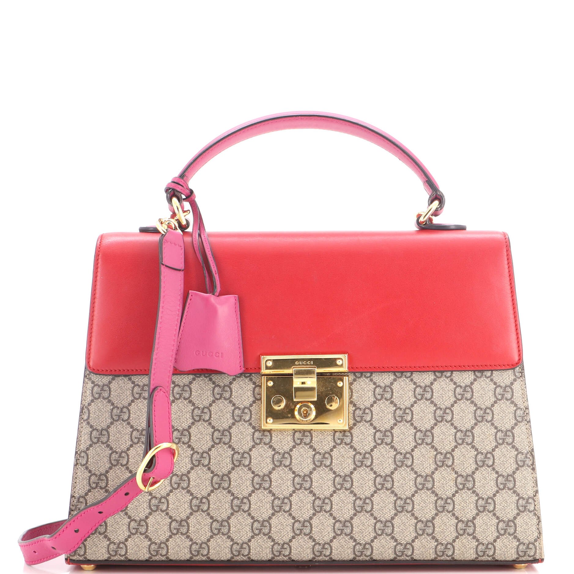 Padlock Top Handle Bag GG Coated Canvas and Leather Medium