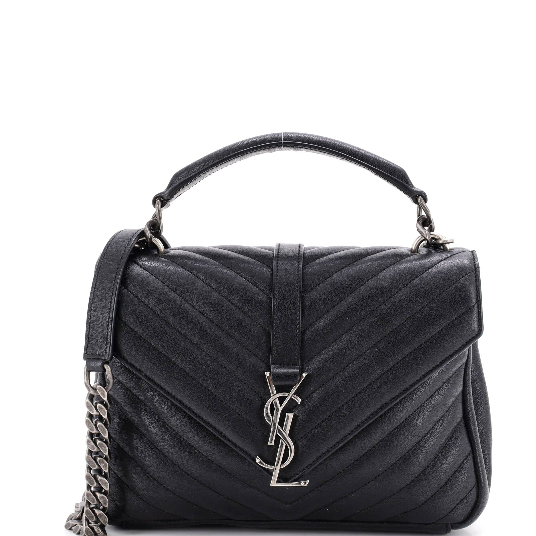 Classic Monogram College Bag Matelasse Chevron Leather Medium