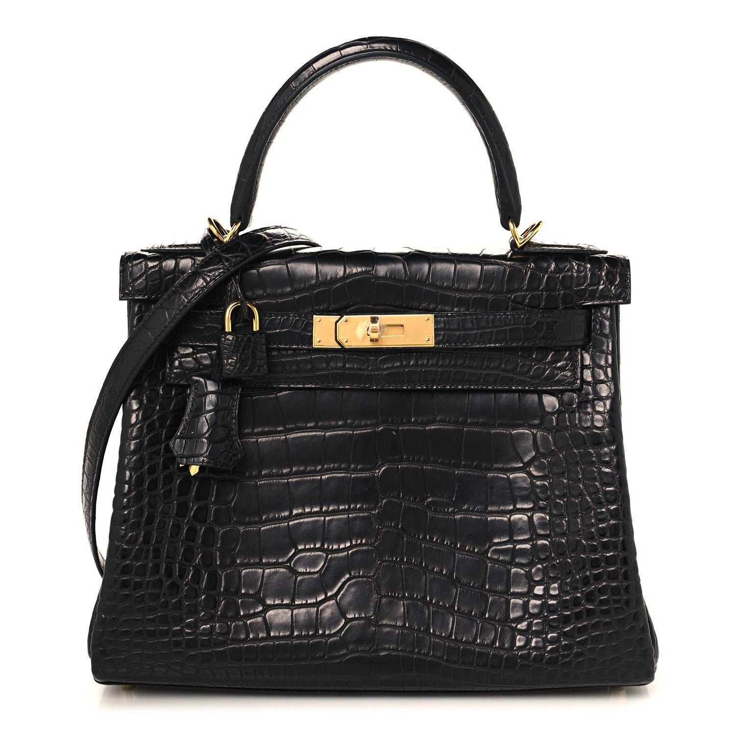 Hermes Matte Alligator Kelly Retourne 28 Black