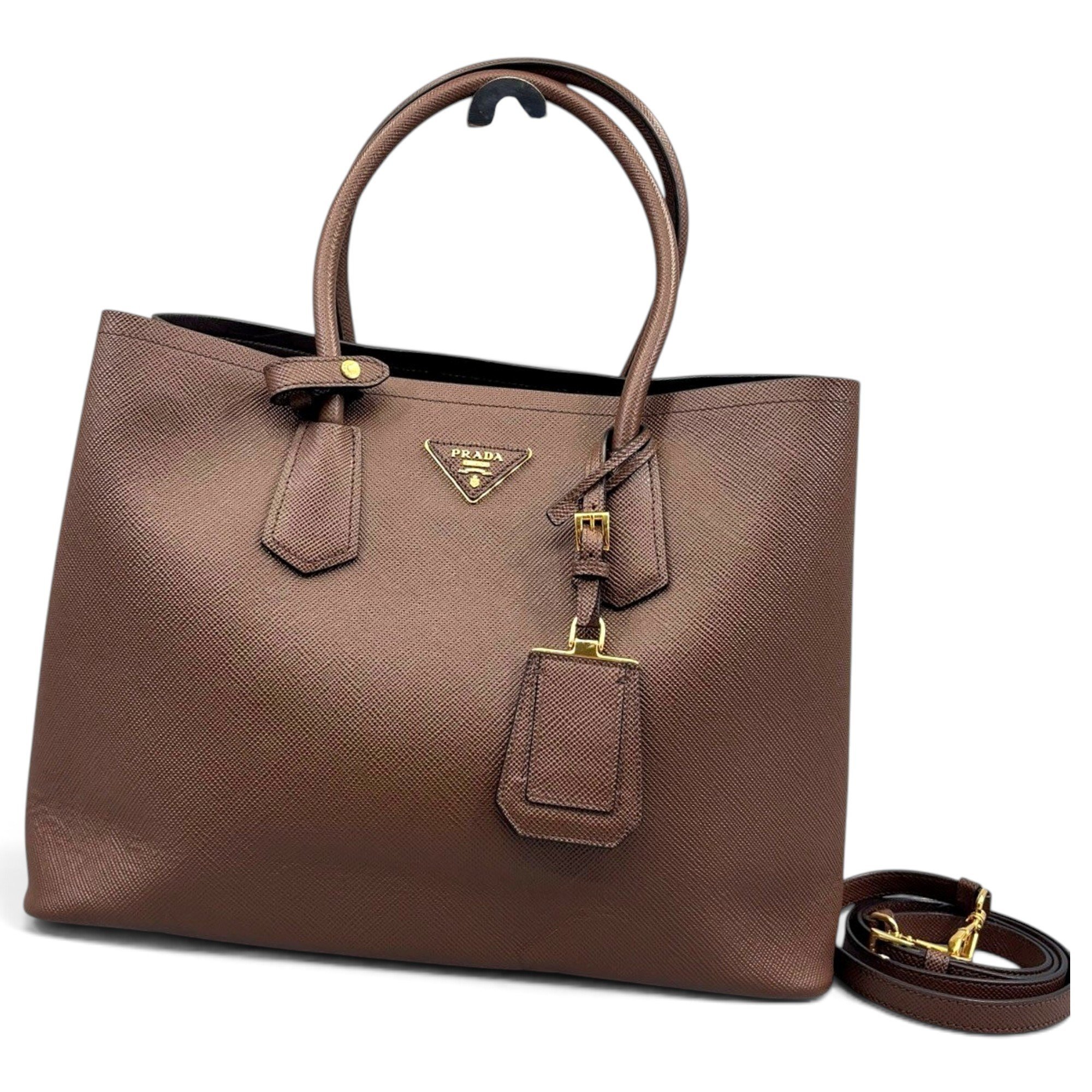 Double leather handbag