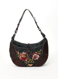 Valentino Early 2000's Denim Embroidered Hobo Bag