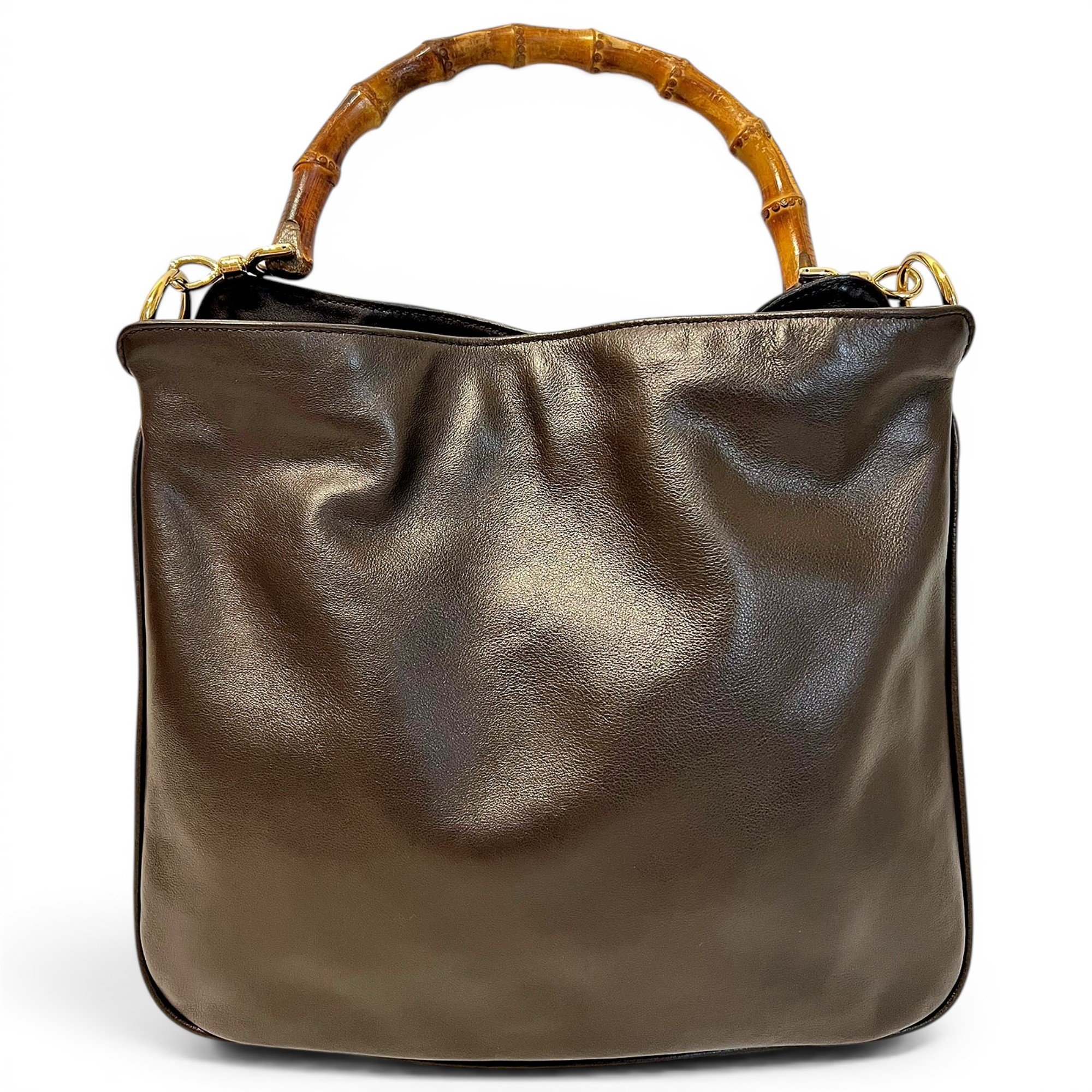 Bamboo Top Handle leather handbag