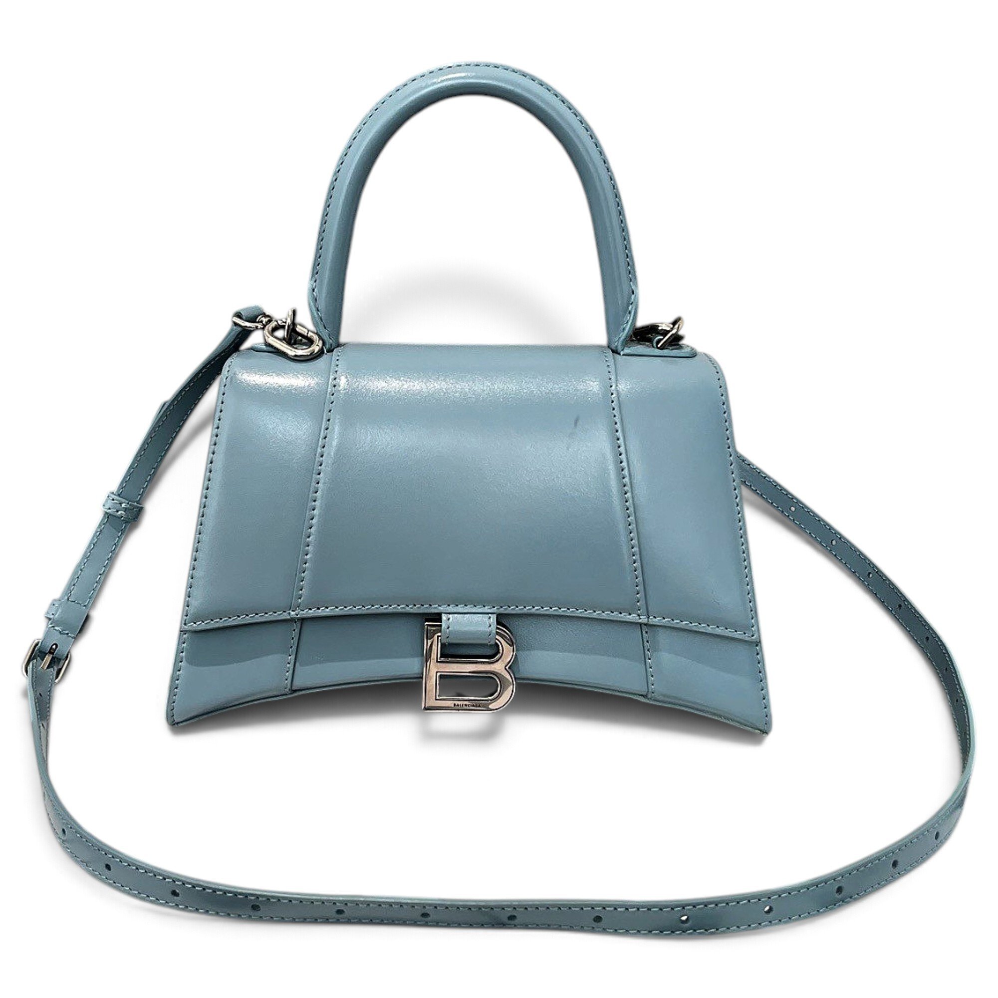 Hourglass leather handbag