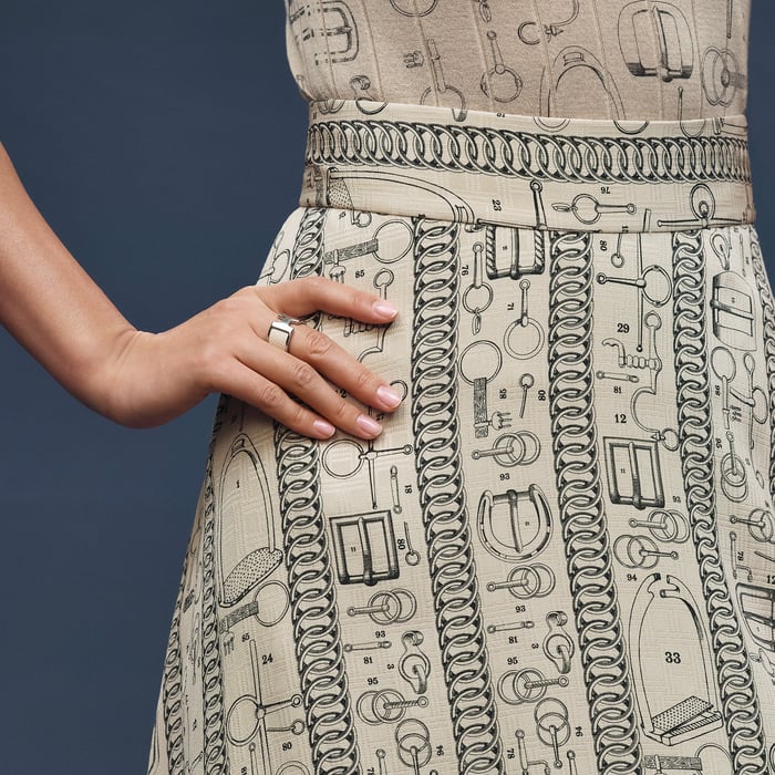 Beige Pierre d'Istrie "Cahier Du Colporteur" Straight Skirt