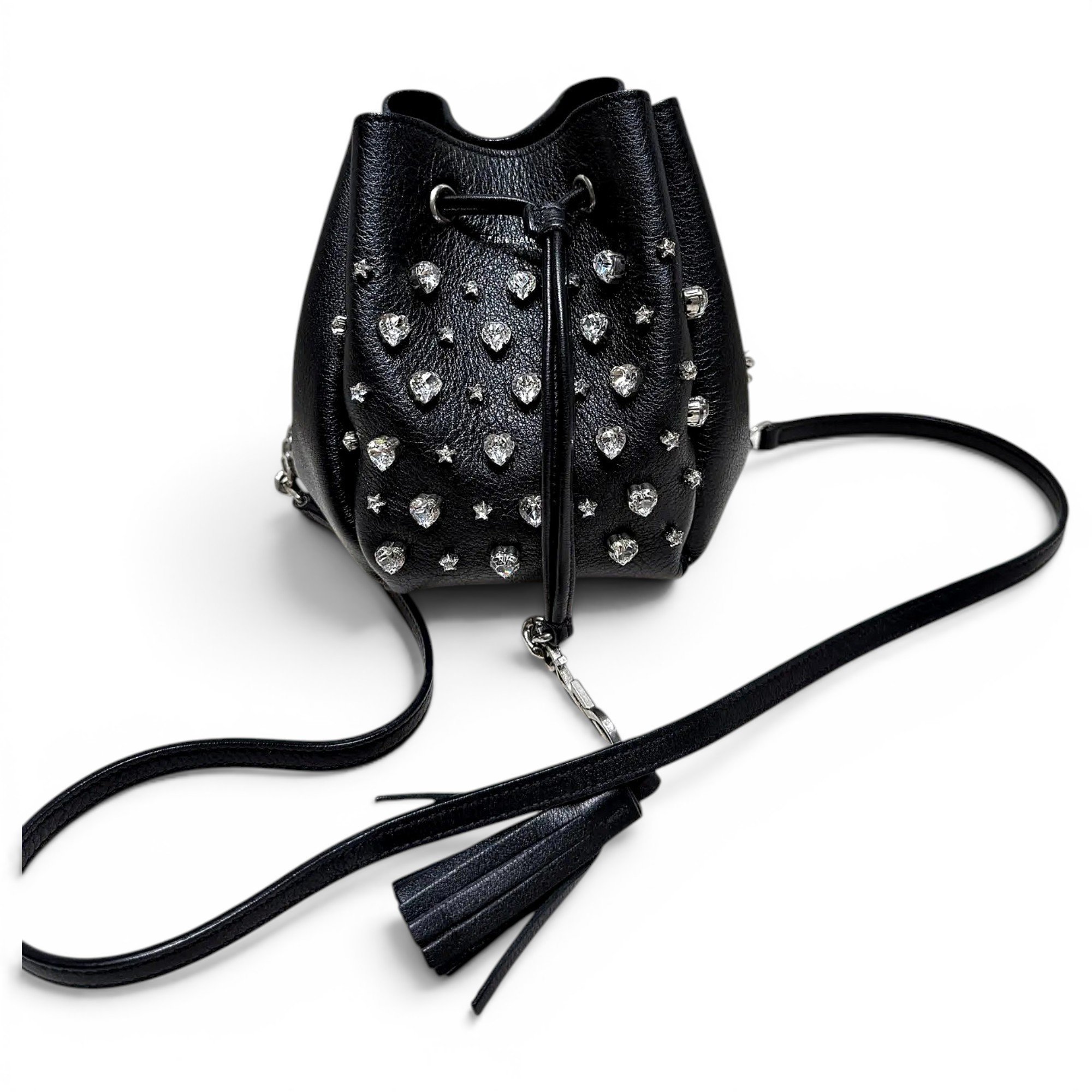 Monogram bucket leather handbag