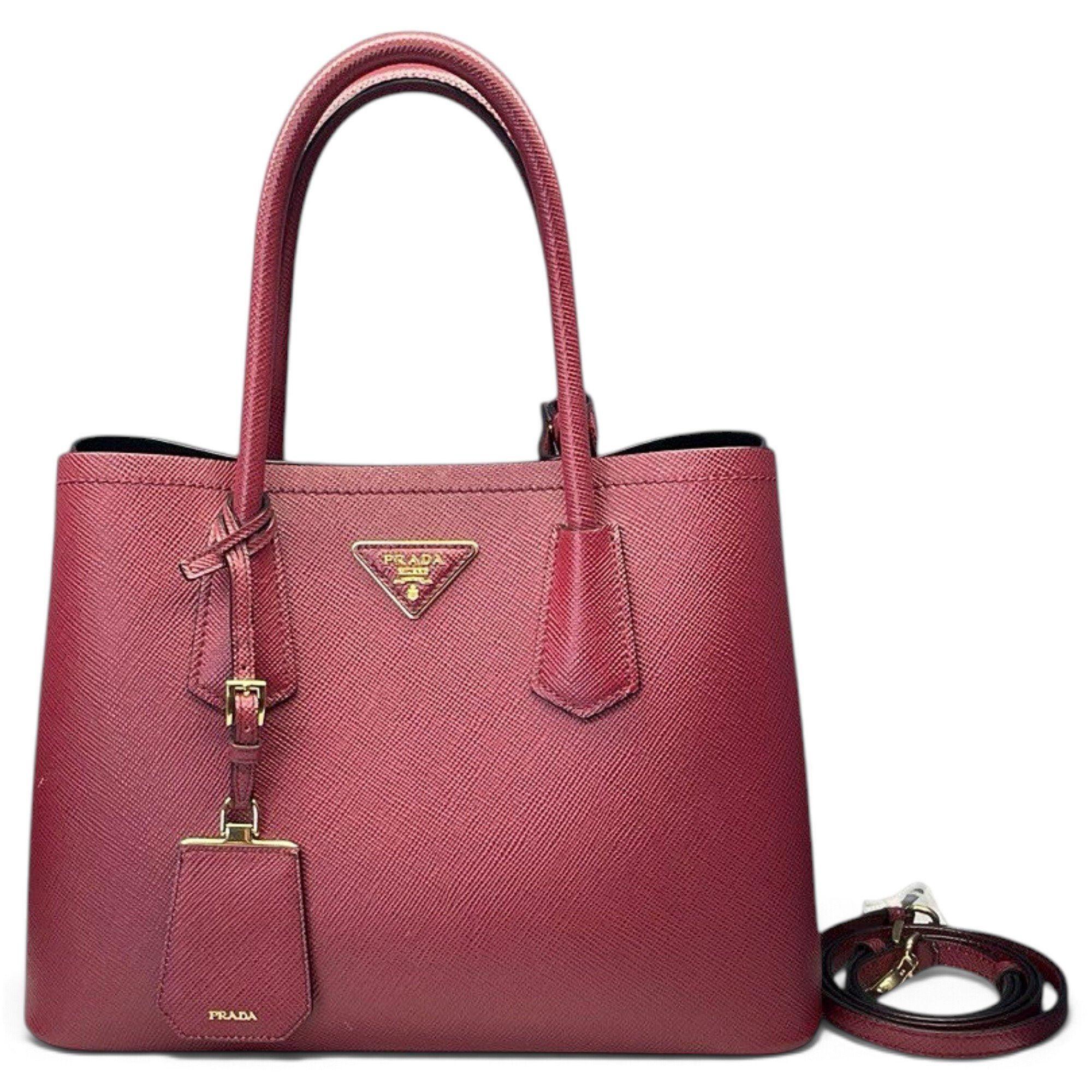 Double leather handbag