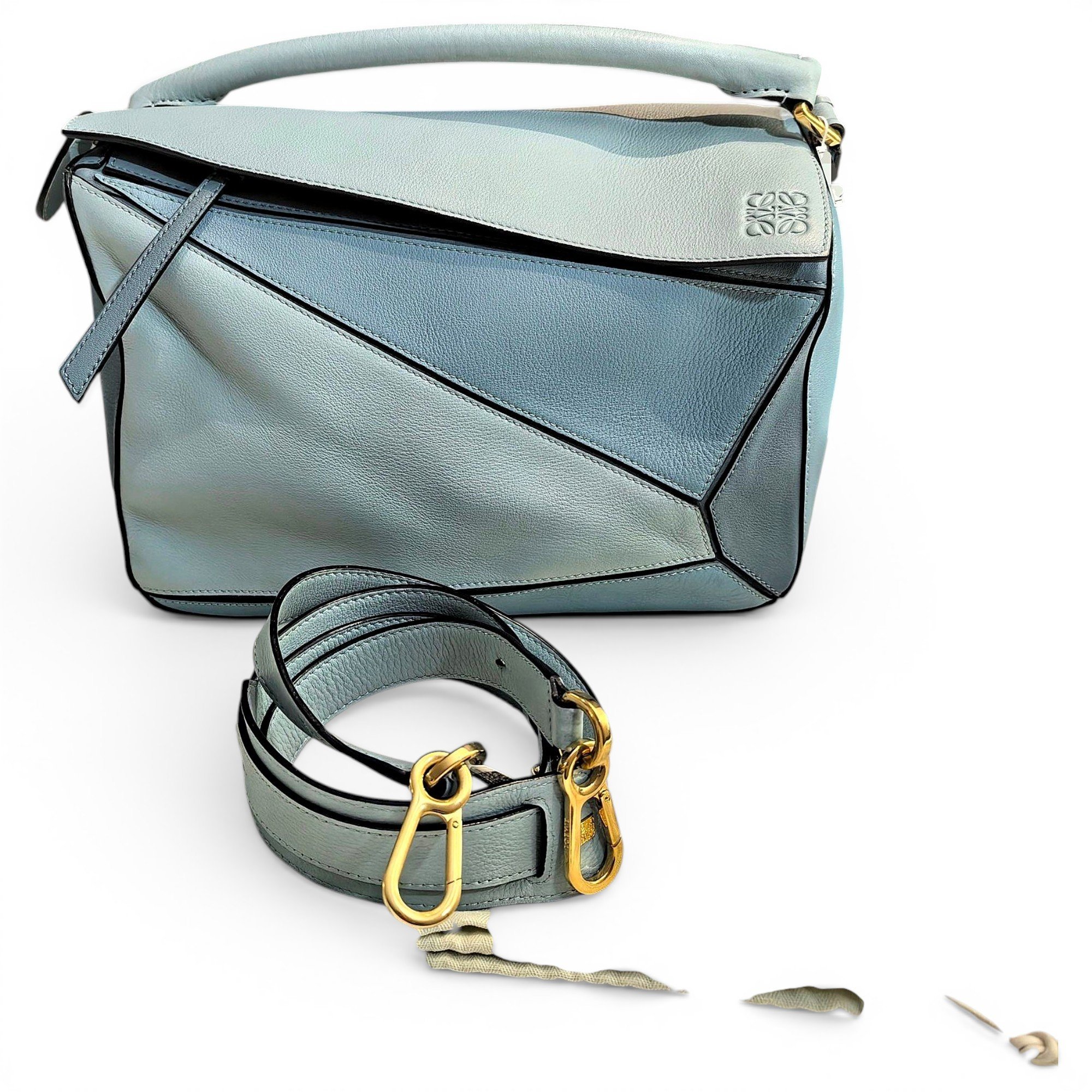 Puzzle leather handbag