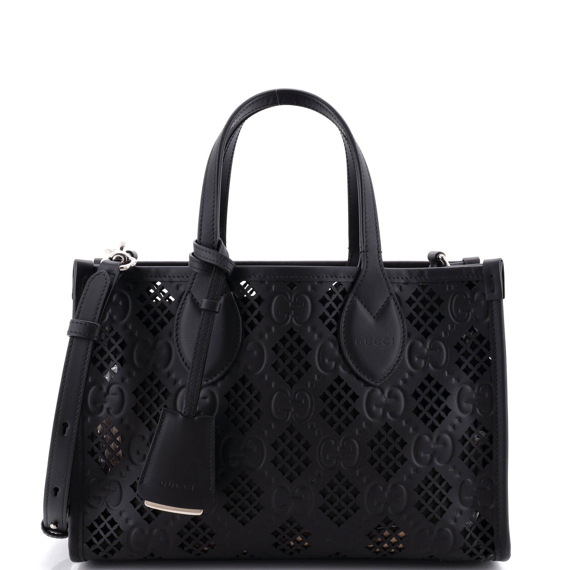 Convertible Tote GG Debossed Laser Cut Leather Small