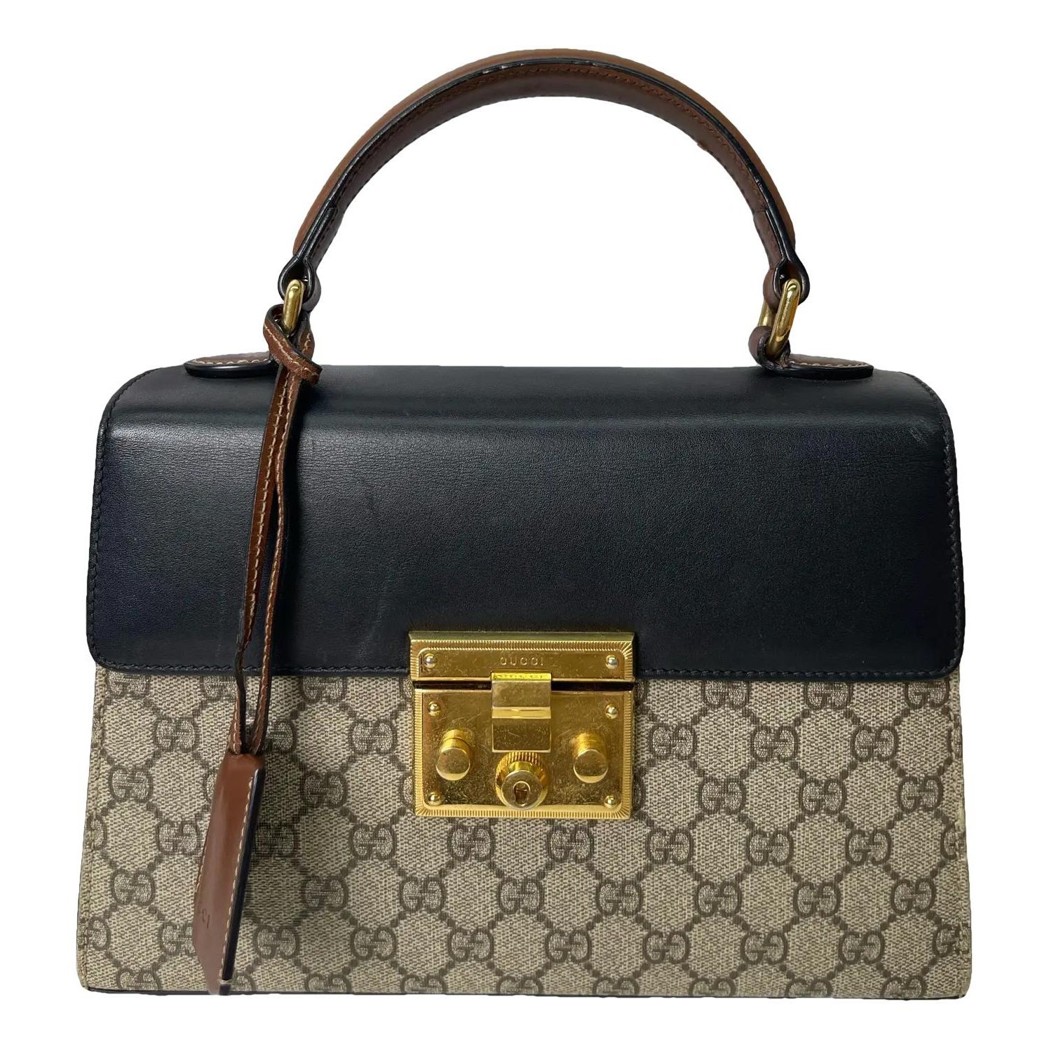 Padlock leather handbag
