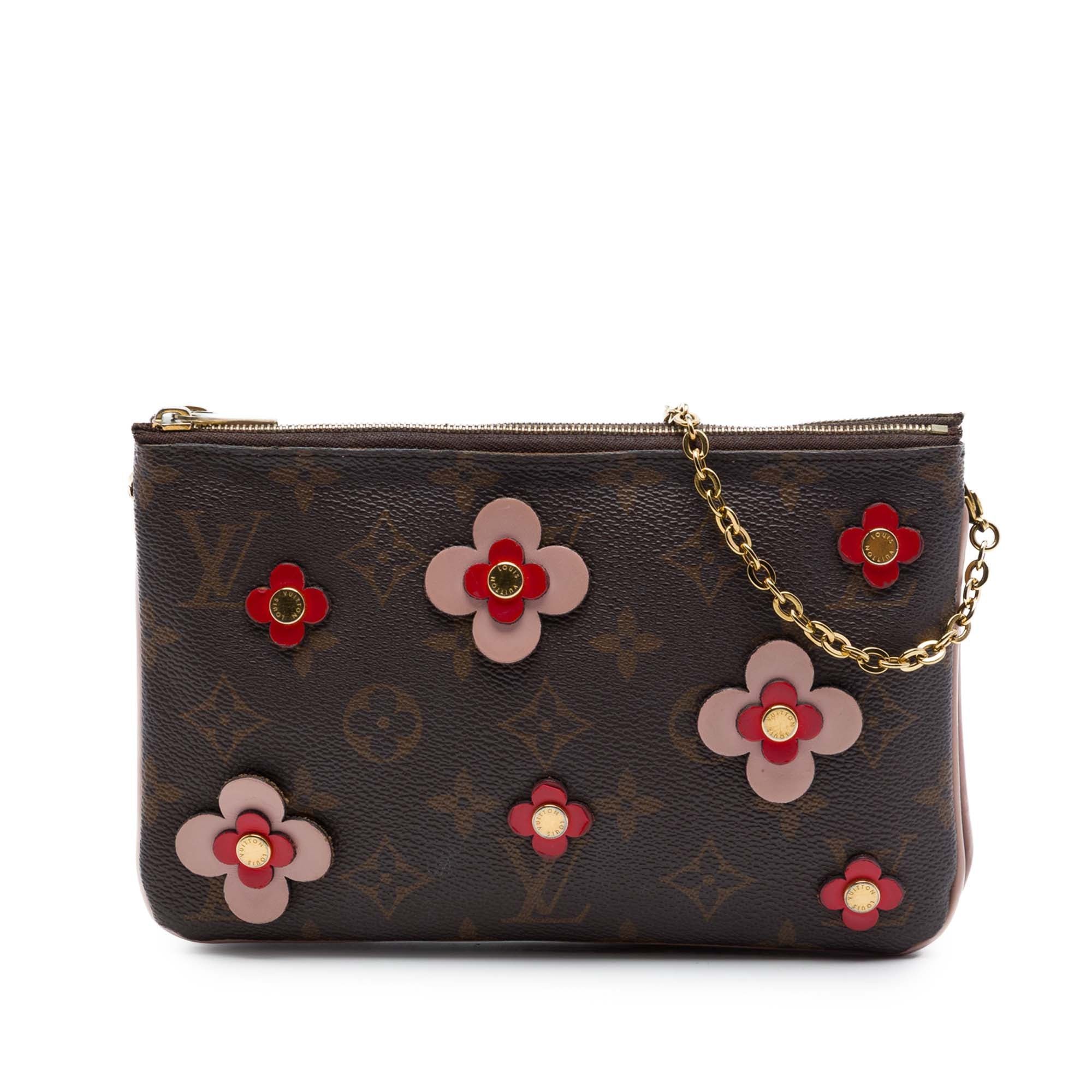 Double zip leather clutch bag