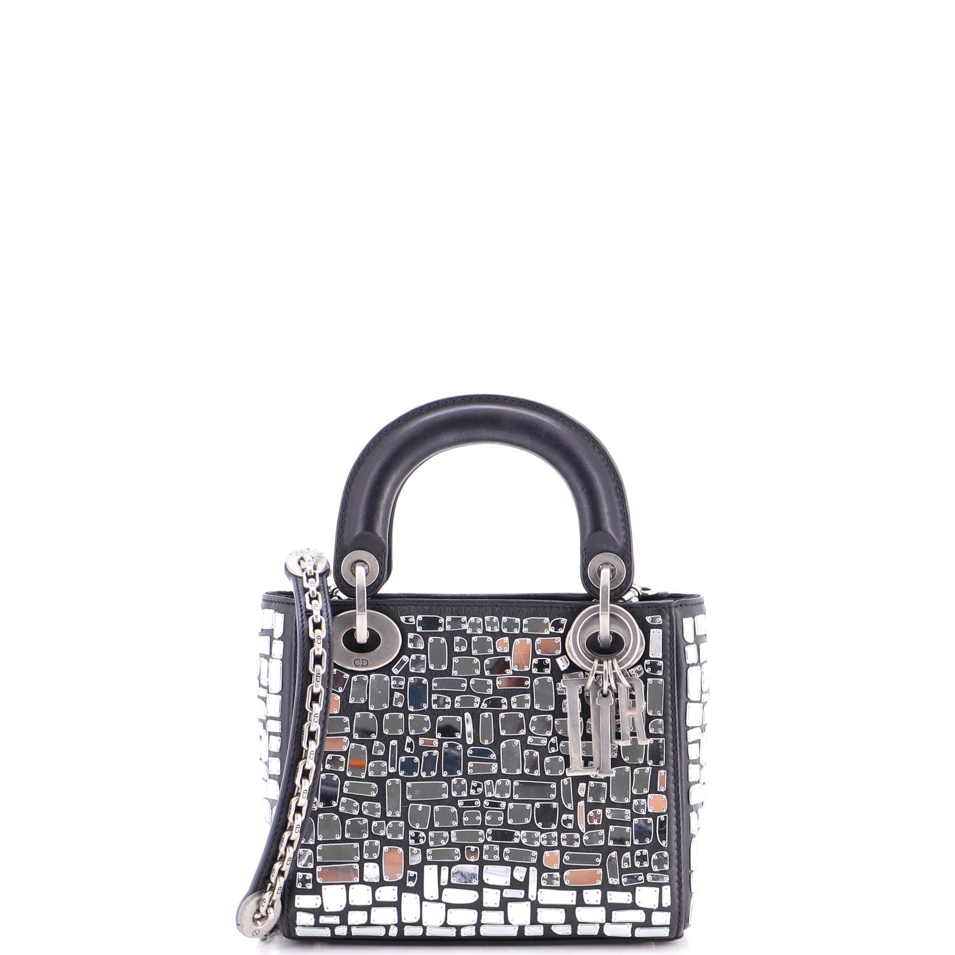 Lady Dior Chain Bag Leather and Mirror Mosaic Mini