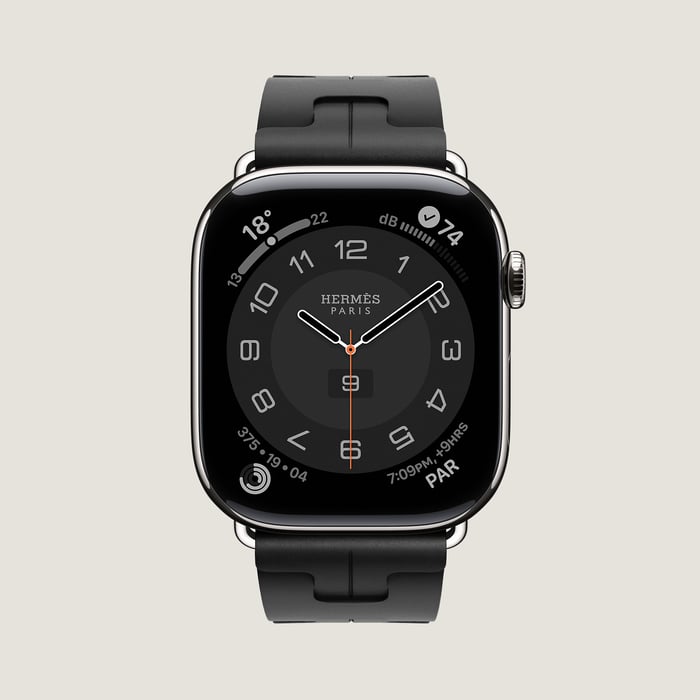 Noir Band Apple Watch Hermès Single Tour 46 MM Deployment Buckle Kilim
