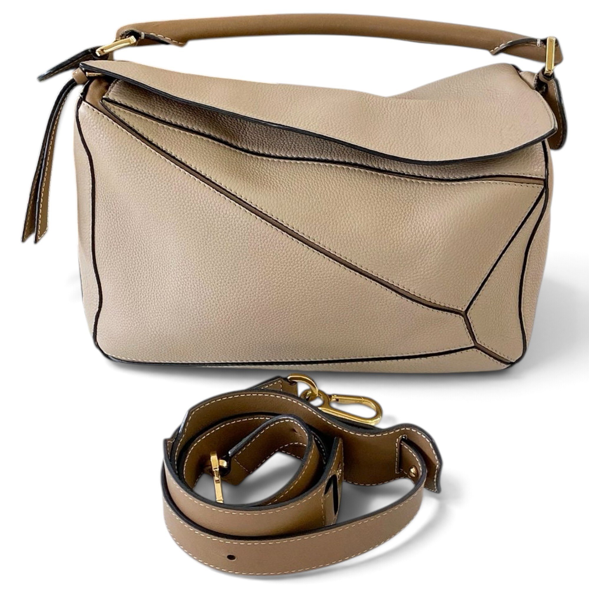 Puzzle leather handbag