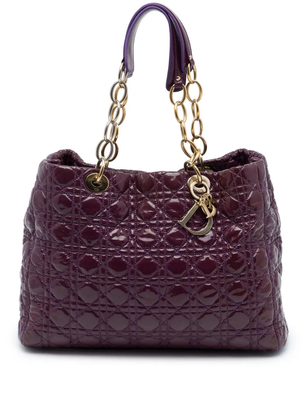 2012 Large Patent Cannage Lady Dior Soft Shopping tote bag