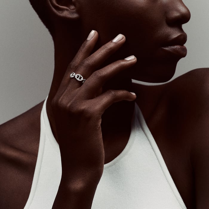 Sans Coloris Chaine d'Ancre Enchainee Ring, Small Model