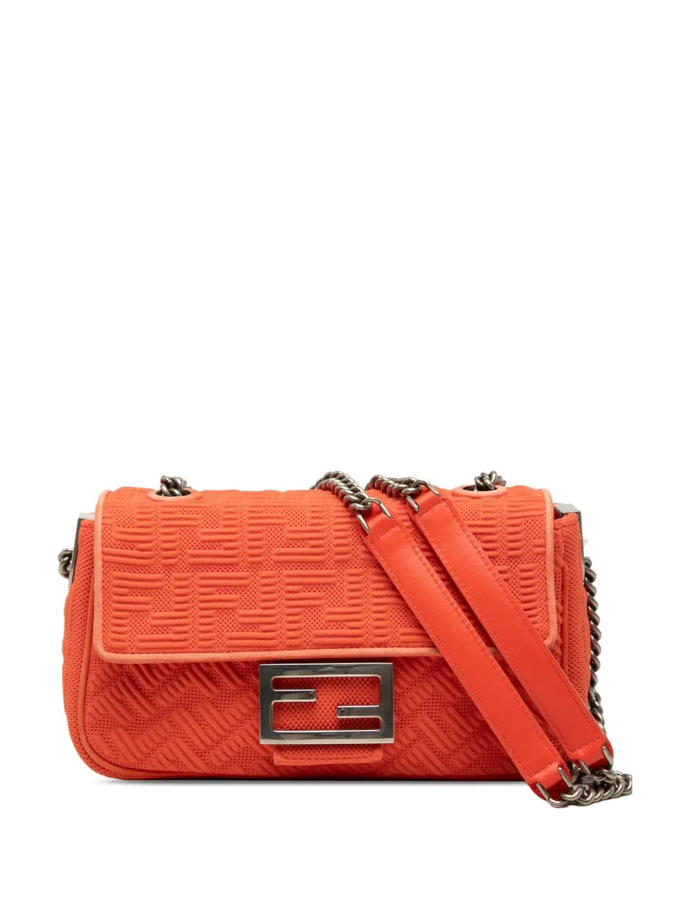 2010-2026 Zucca Embossed Technical Fabric Chain Midi Baguette shoulder bag