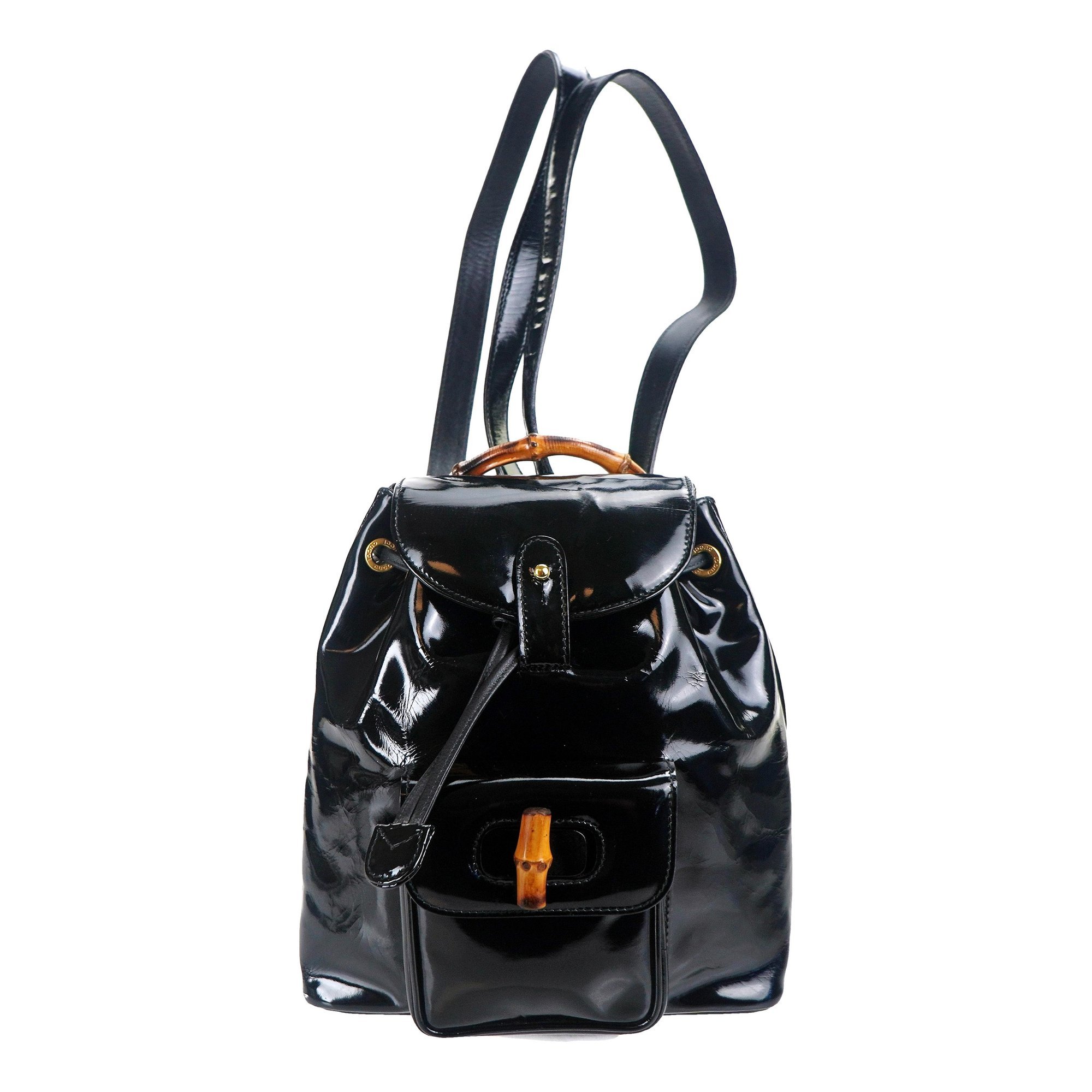 Bamboo Tassel Oval patent leather backpack