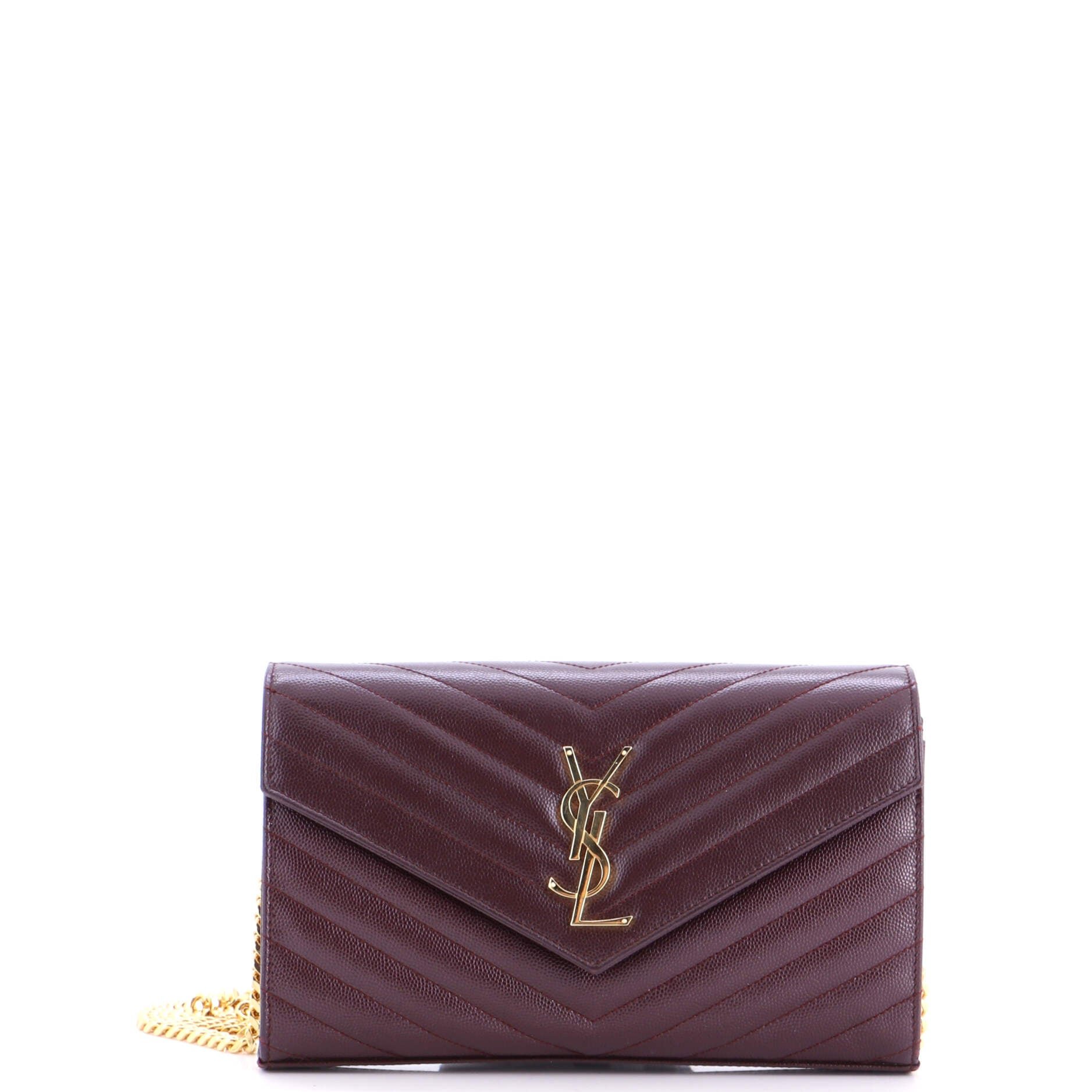 Classic Monogram Wallet on Chain Matelasse Chevron Leather Medium