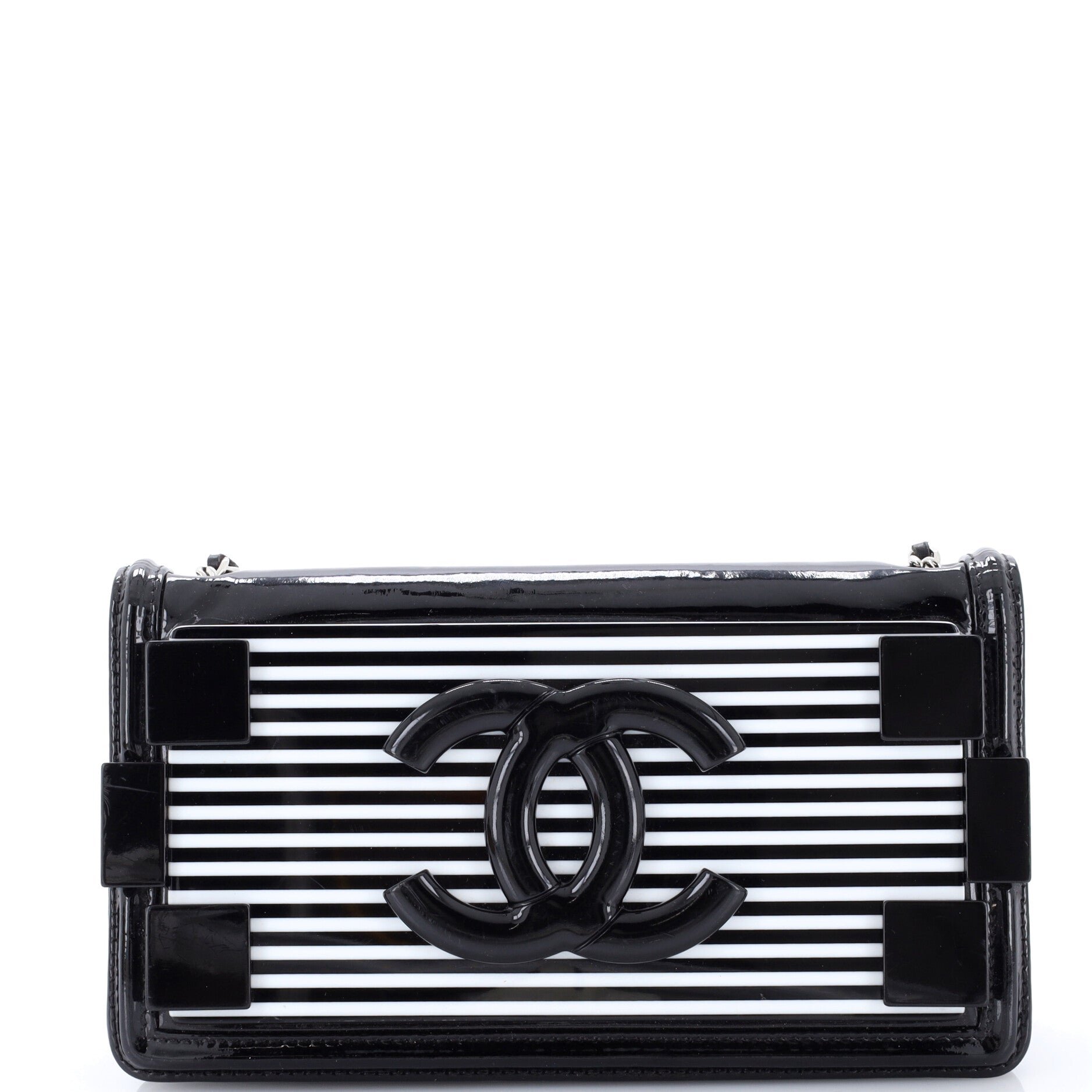 Boy Brick Flap Bag Striped Patent and Plexiglass Horizontal