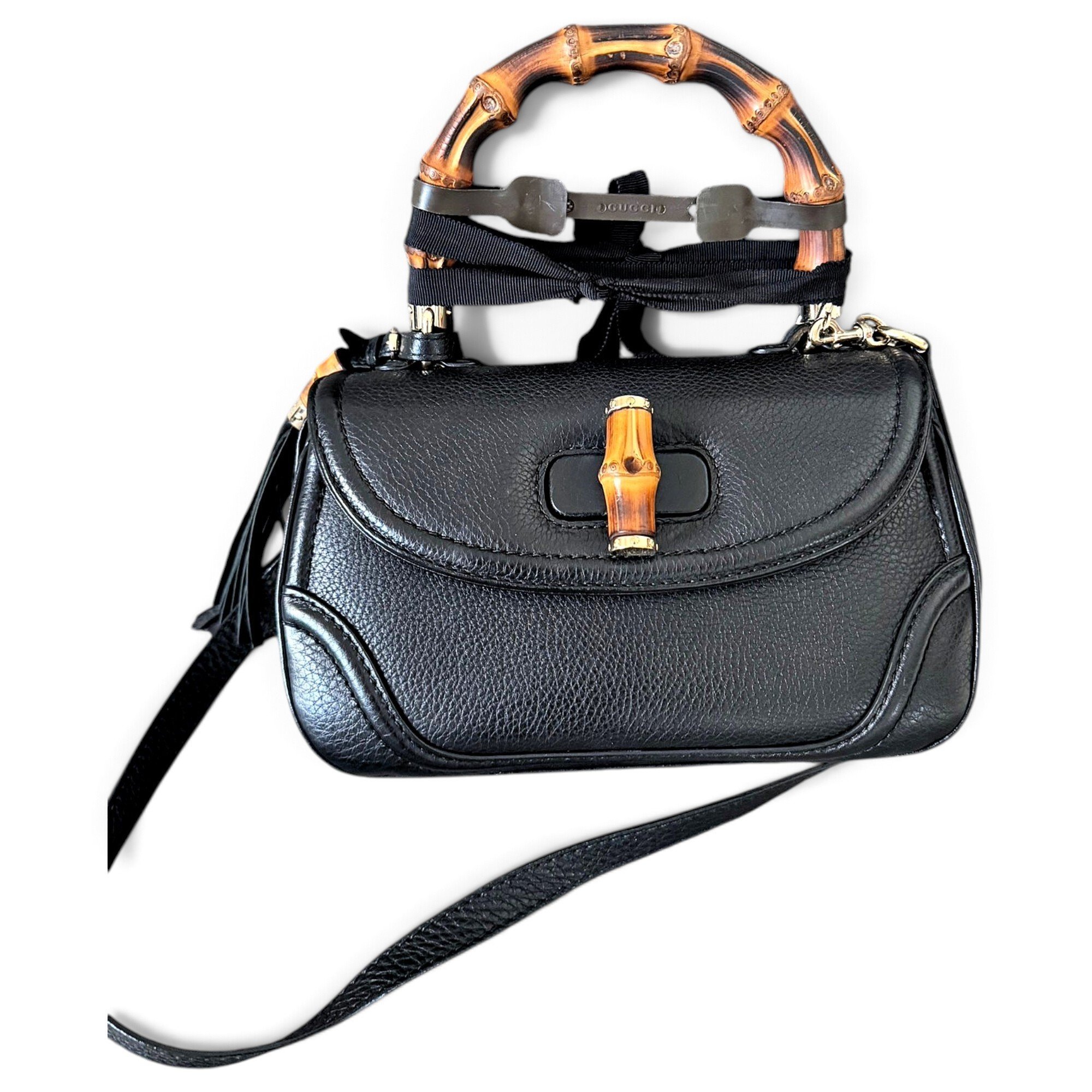 Convertible Bamboo Top Handle leather handbag