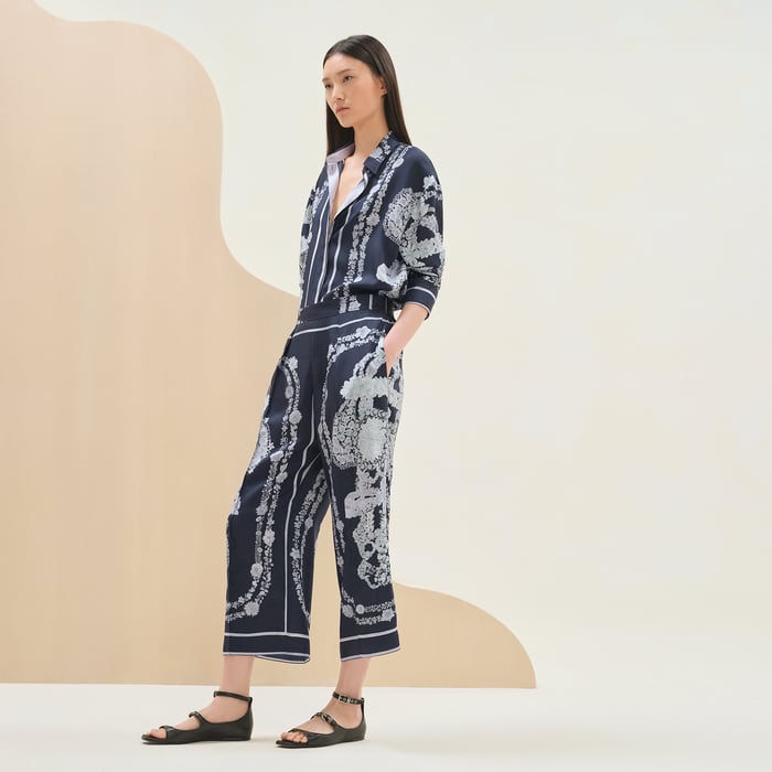 Bleu Noir "Brides De Gala En Fleurs" Pants
