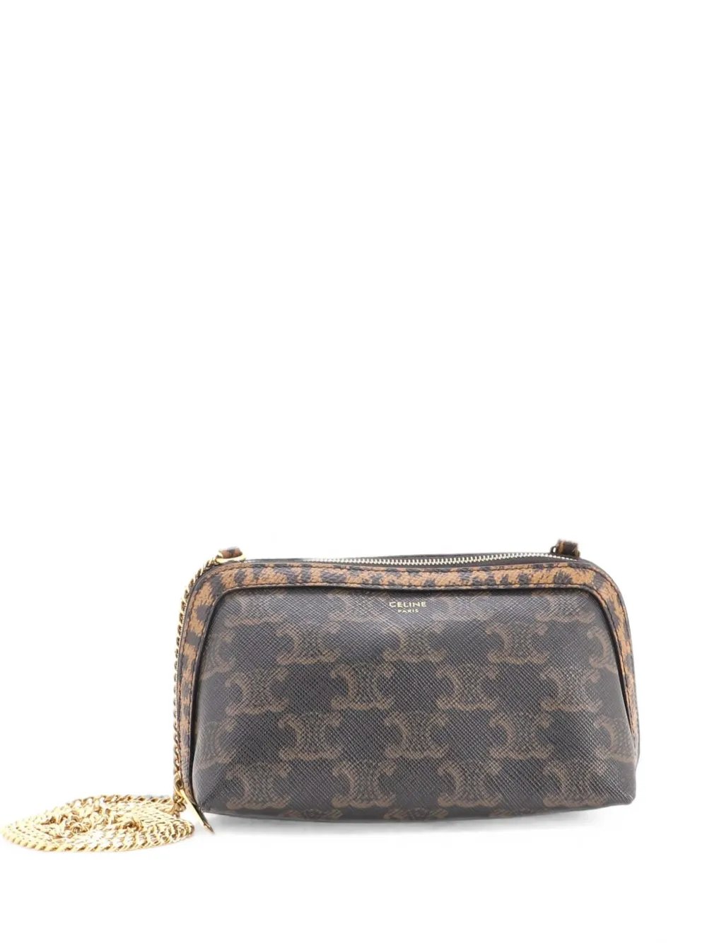 Zip Around Chain Clutch Triomphe Coated Canvas crossbody bag