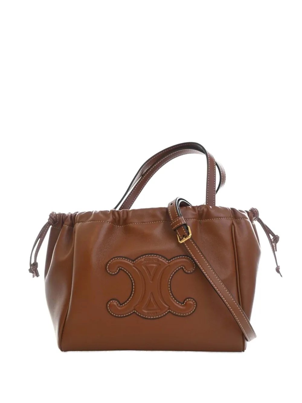 2023 Small Calfskin Cuir Triomphe Cabas Drawstring satchel