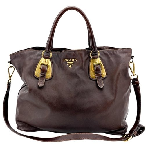 Buckle leather handbag